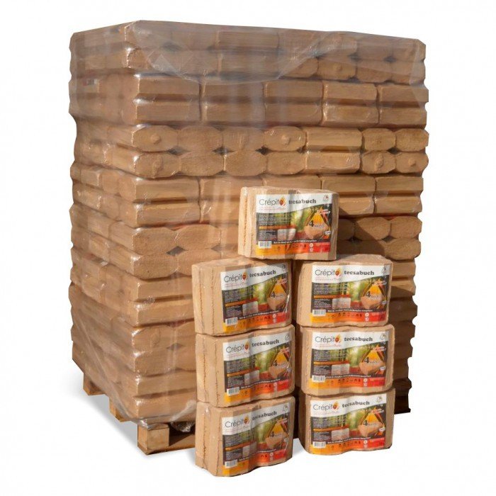 Gepresste Holzbriketts Tecsabuch Crépito: 100% Natürlich (palette Von 1t)